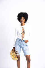 Front Lace-Up Long Sleeve Bodysuit