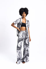 B&W Satin Button Down