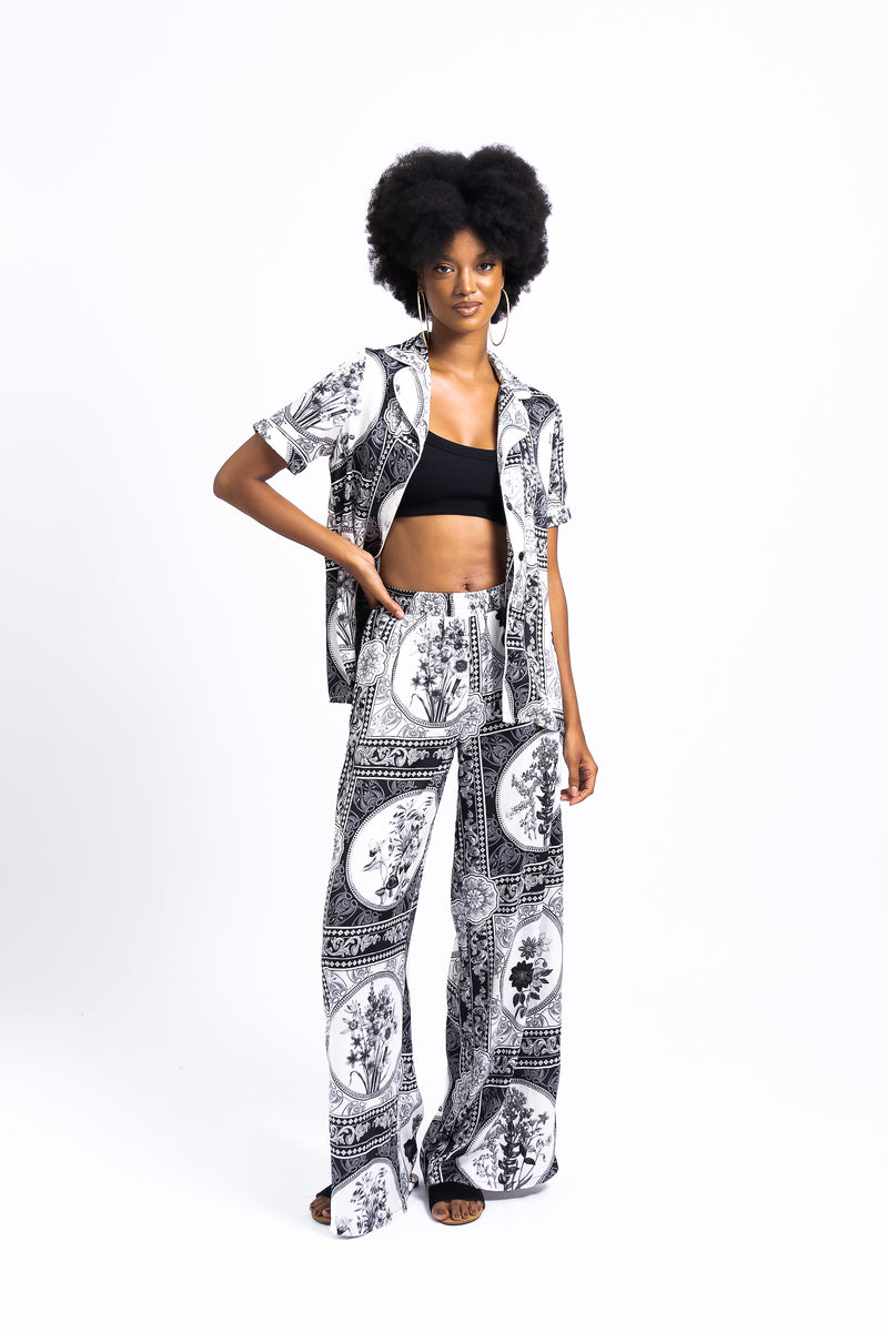 B&W Satin Button Down