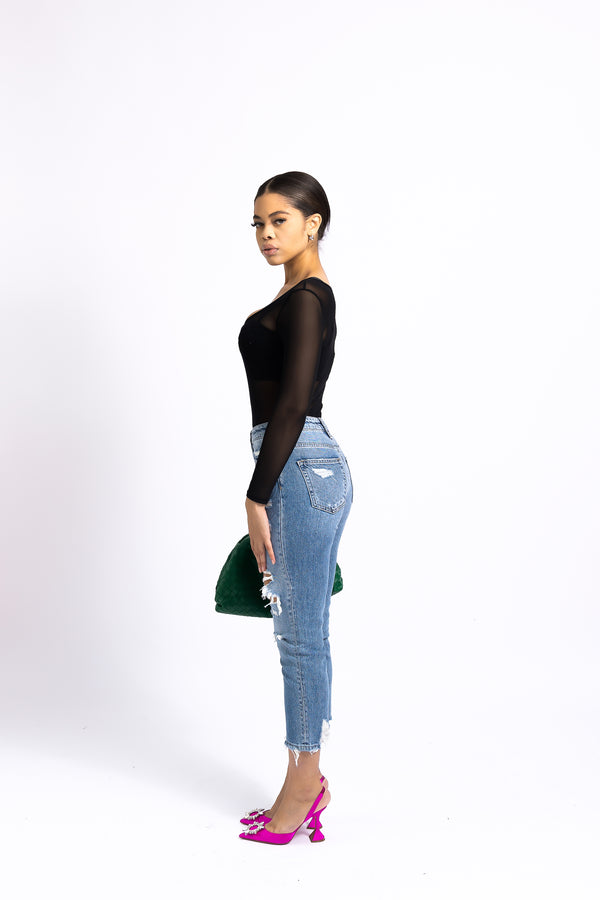 Ripped Cropped Denim